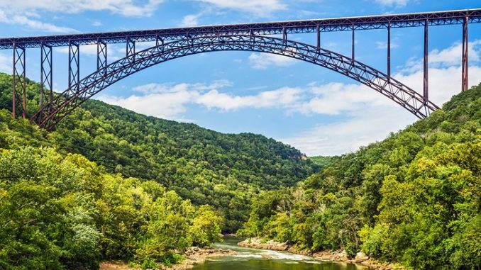 A Front View of Image Showing The New River Gorge Bridge