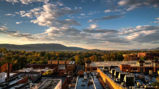 An Aerial Panaromic View of Virginia Downtown